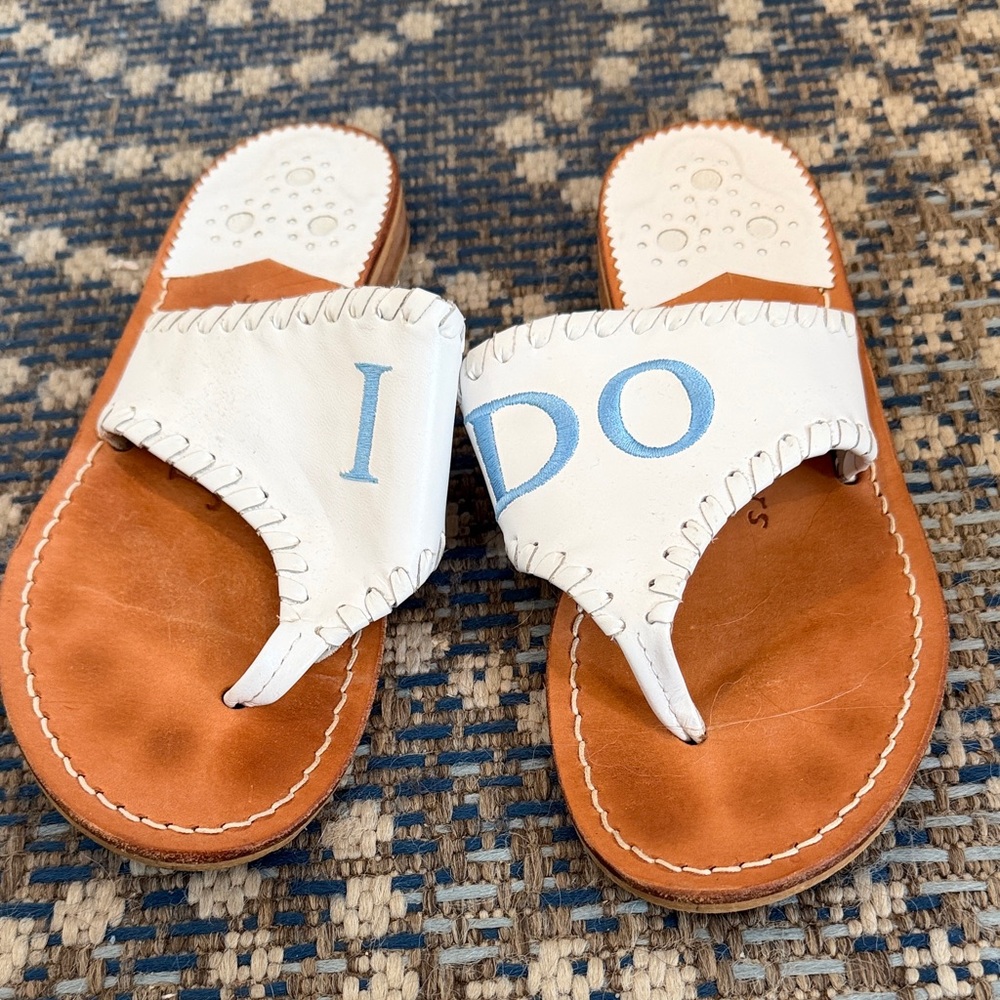 Jack Rogers White and Tan 'I Do' Sandals